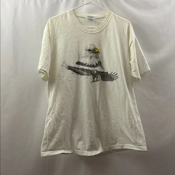 Vintage American Bald Eagle White T-shirt Men’s Size Large Beefy Hanes - Picture 3 of 8